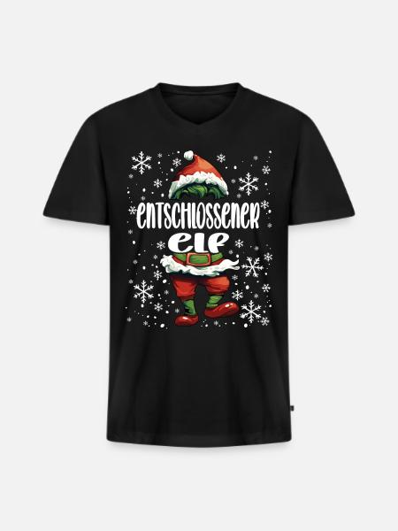 Weihnachtsoutfit Entschlossener Elf - Männer Premium Bio T-Shirt mit V-Ausschnitt - Schwarz