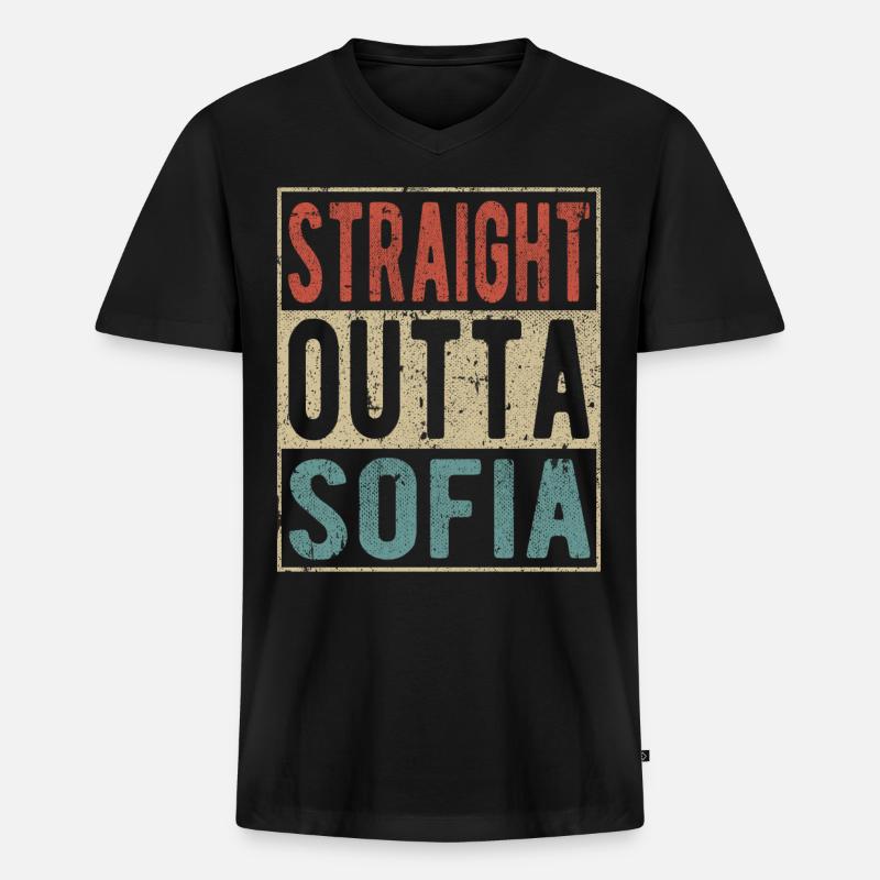 Direkt aus Sofia - Männer Premium Bio T-Shirt mit V-Ausschnitt - Schwarz