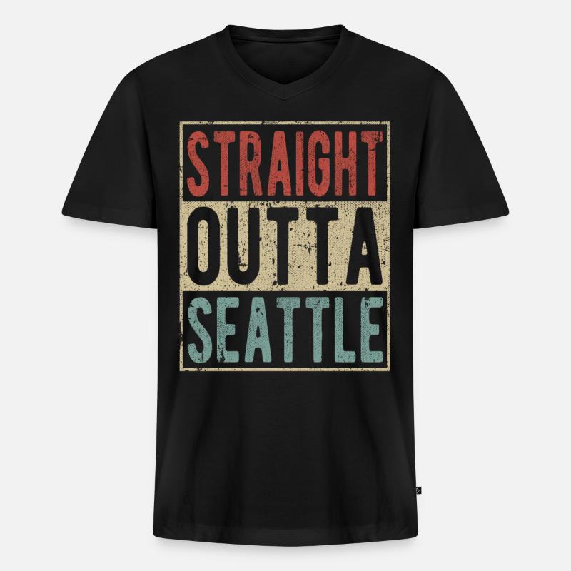 Direkt aus Seattle - Männer Premium Bio T-Shirt mit V-Ausschnitt - Schwarz