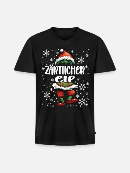 Weihnachtsoutfit Zärtlicher Elf - Männer Premium Bio T-Shirt mit V-Ausschnitt - Schwarz