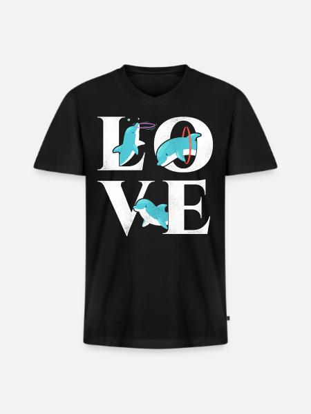 Dolphin Love - Men's Premium Organic T-shirt with V-neck - black