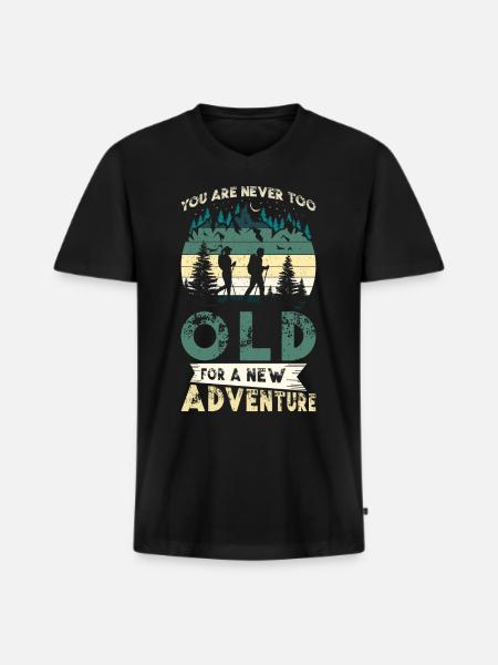 Vandring Adventure Hiker Gave Mountain Forest - Premium økologisk T-shirt med V-hals til mænd - sort
