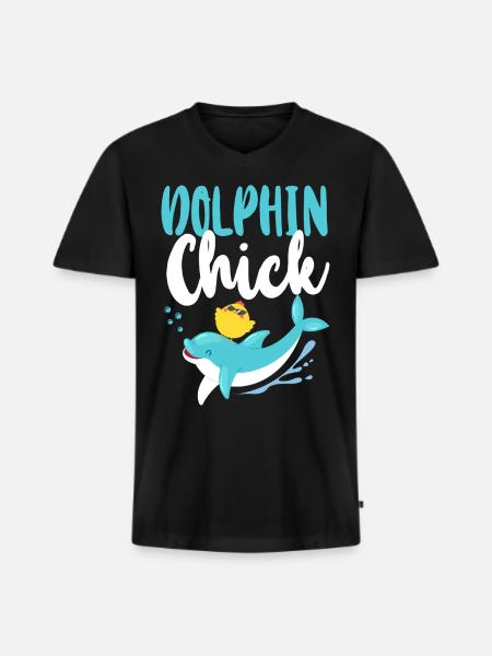 Dolphin Chicken Dolphin Chick - Men's Premium Organic T-shirt with V-neck - black