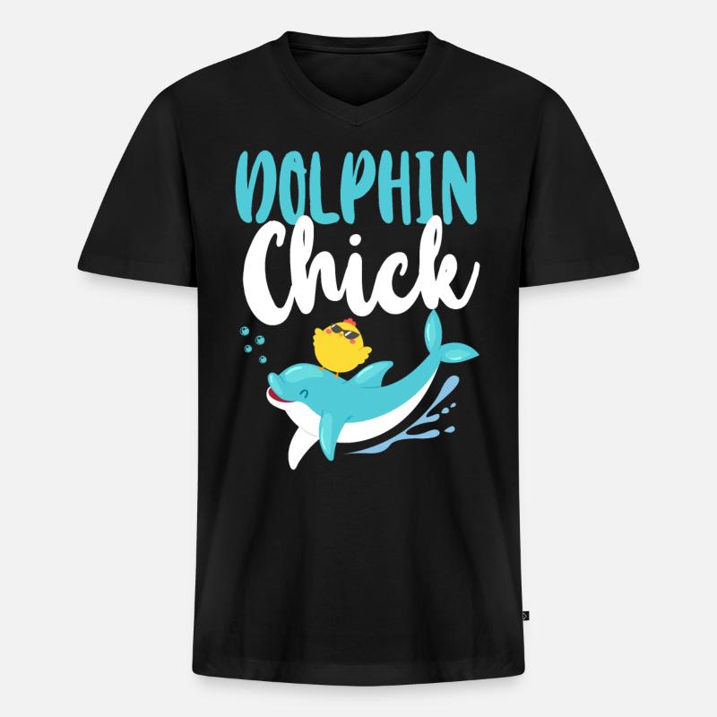 Dolphin Chicken Dolphin Chick - Männer Premium Bio T-Shirt mit V-Ausschnitt - Schwarz