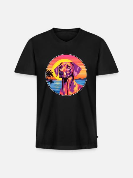 Andalusian Hound Dog Breed Colorful Cartoon Waterc - Men's Premium Organic T-shirt with V-neck - black