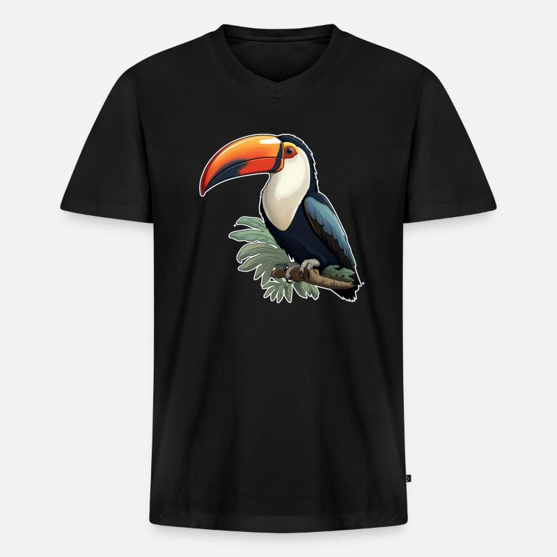 Tukan exotisch Vogel - Männer Premium Bio T-Shirt mit V-Ausschnitt - Schwarz