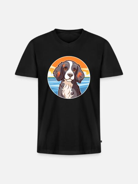 Spaniel Dog Breed Cartoon Kawaii Clipart Dog Pet - Men's Premium Organic T-shirt with V-neck - black