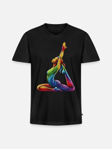 Yoga Rainbow - Men's Premium Organic T-shirt with V-neck - black