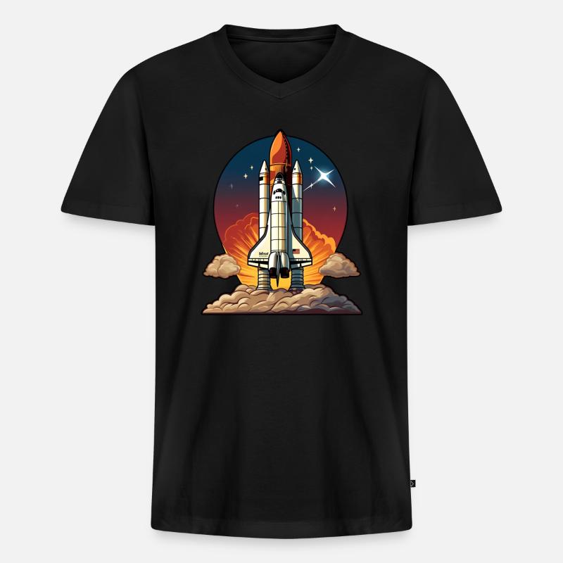 Spaceshuttle Raumfahrt - Männer Premium Bio T-Shirt mit V-Ausschnitt - Schwarz