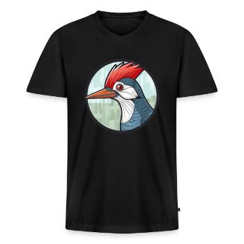 Pic vitrail coloré Cartoon Kawaii A - T-shirt encolure en V Premium bio Homme - noir - Devant - Nico (187cm)