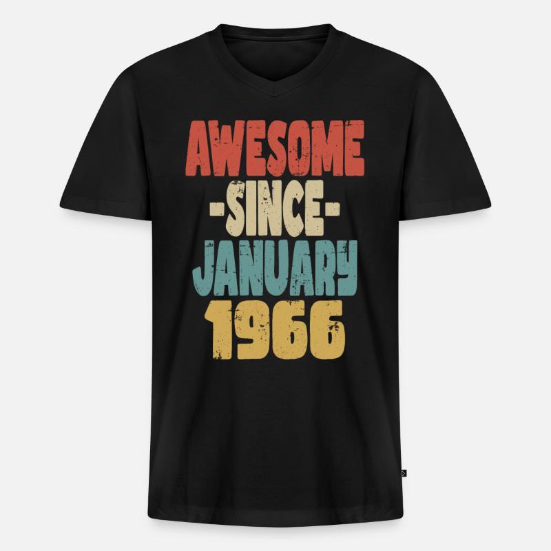 Fantastischer Januar 1958 - Männer Premium Bio T-Shirt mit V-Ausschnitt - Schwarz