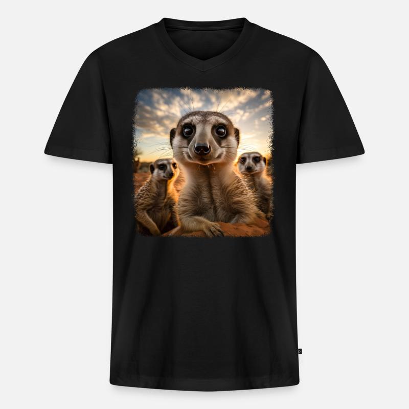 Meerkat realistic Erdmännchen - Männer Premium Bio T-Shirt mit V-Ausschnitt - Schwarz