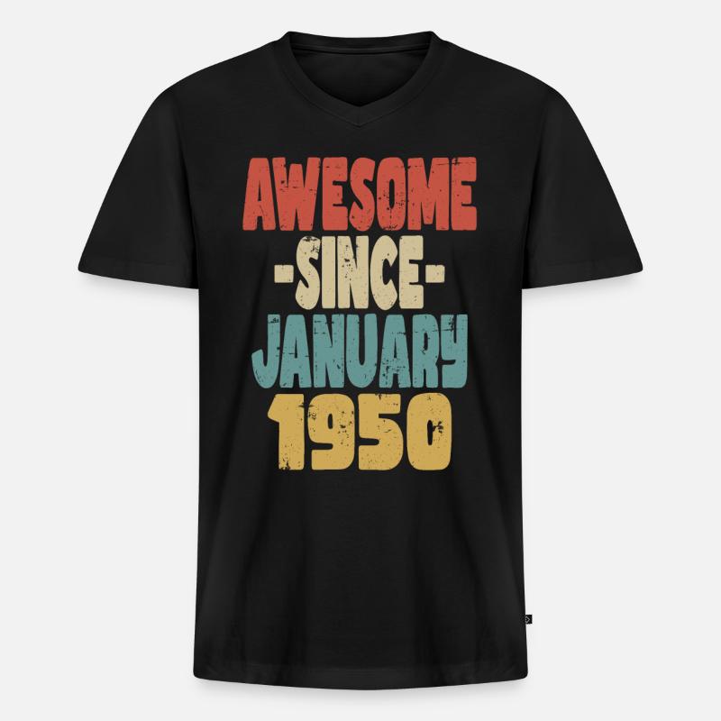 Fantastischer Januar 1950 - Männer Premium Bio T-Shirt mit V-Ausschnitt - Schwarz