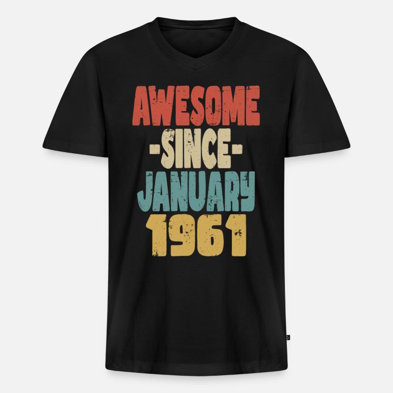 Fantastischer Januar 1961 - Männer Premium Bio T-Shirt mit V-Ausschnitt - Schwarz