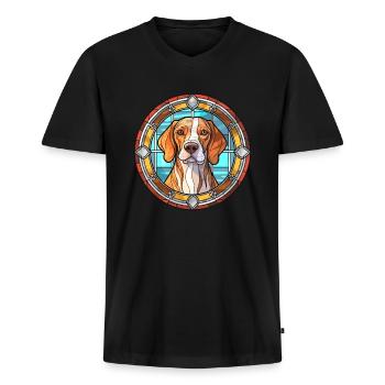 Moscow Watchdog Dog Breed Stained Glass Colorful W - Men's Premium Organic T-shirt with V-neck - black - Front - Nico (187cm)