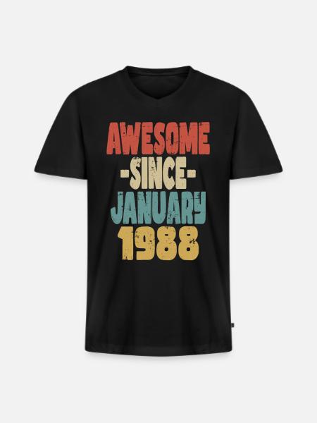 Awesome January 1988 - Men's Premium Organic T-shirt with V-neck - black