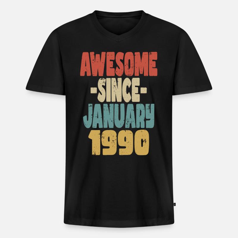 Fantastischer Januar 1990 - Männer Premium Bio T-Shirt mit V-Ausschnitt - Schwarz