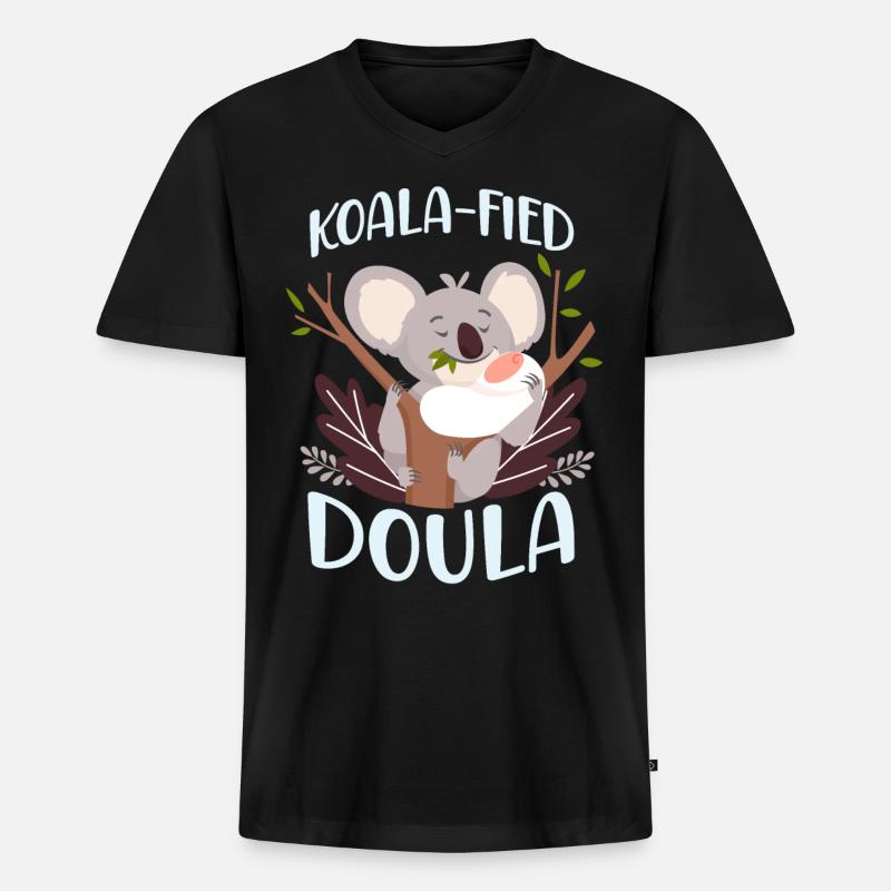 Doula Birth Worker Koala - Männer Premium Bio T-Shirt mit V-Ausschnitt - Schwarz