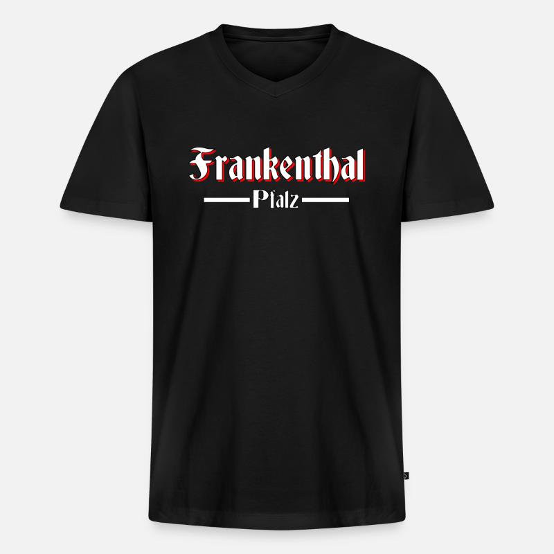 Frankenthal - Männer Premium Bio T-Shirt mit V-Ausschnitt - Schwarz