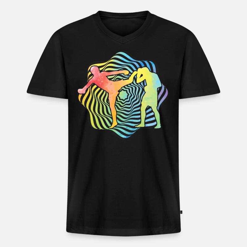Muay Thai - Männer Premium Bio T-Shirt mit V-Ausschnitt - Schwarz