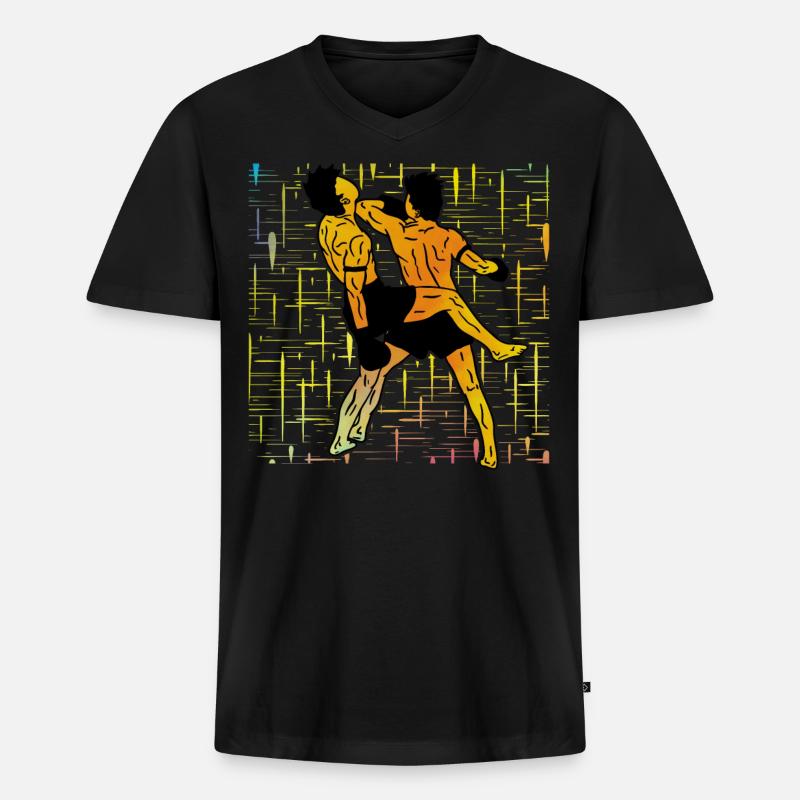 Muay Thai - Männer Premium Bio T-Shirt mit V-Ausschnitt - Schwarz