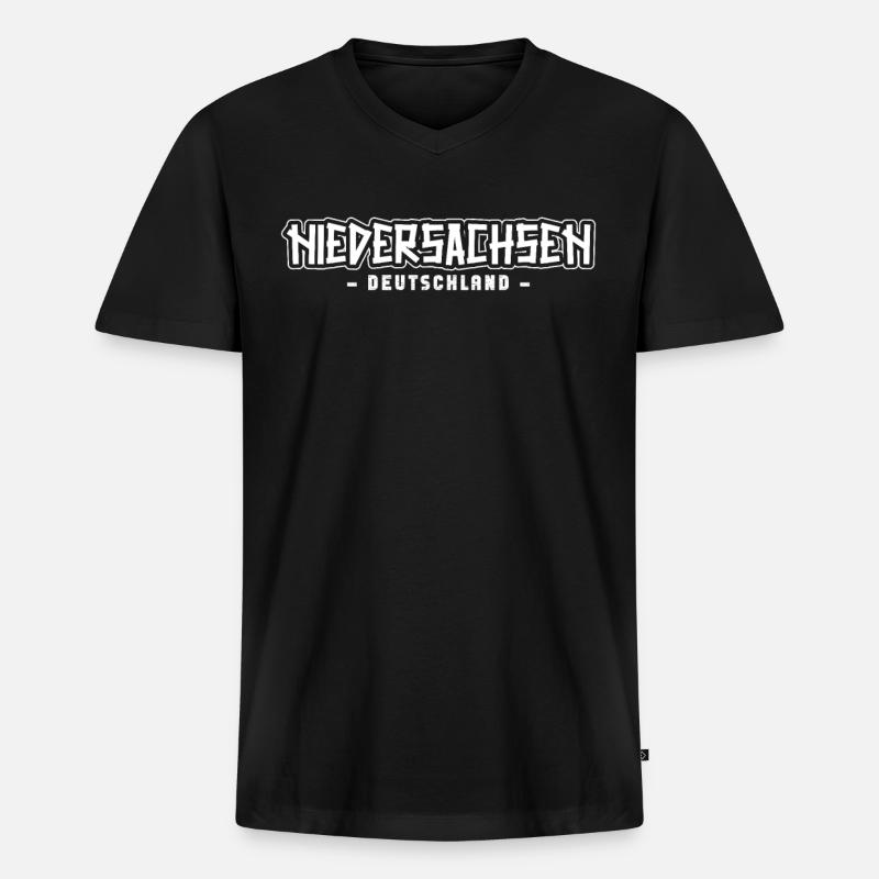 Basse-Saxe Basse-Saxe Basse-Saxe - T-shirt encolure en V Premium bio Homme - noir