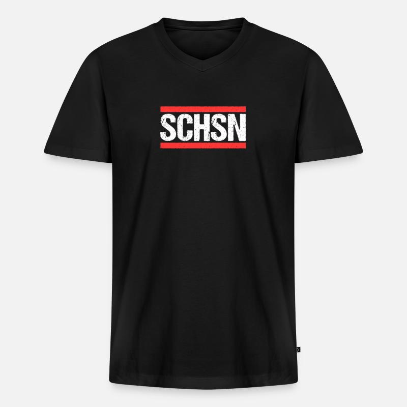 Sachse Sächsin Sachsen - Männer Premium Bio T-Shirt mit V-Ausschnitt - Schwarz