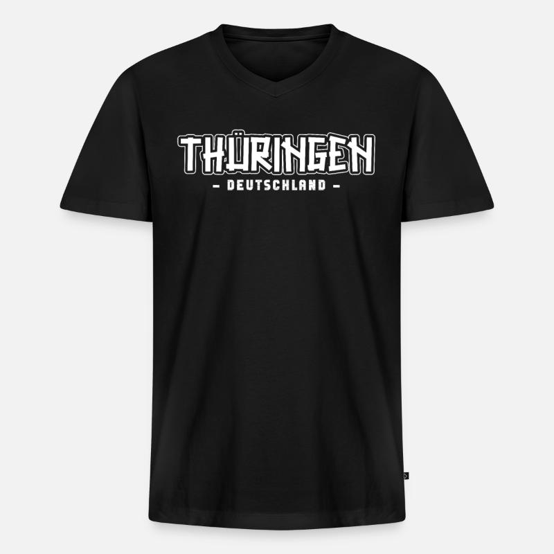 Thuringe Thuringe Thuringe Thuringe - T-shirt encolure en V Premium bio Homme - noir