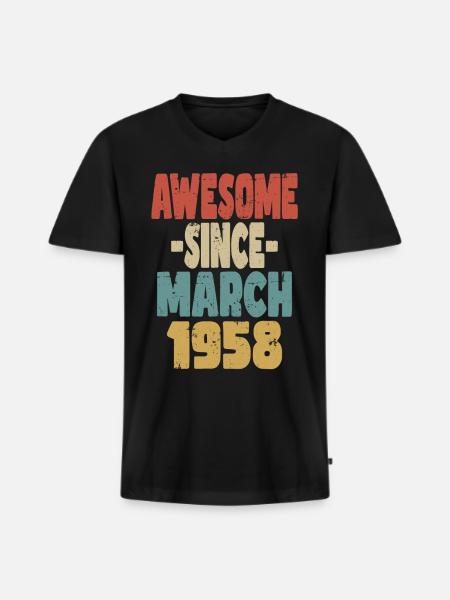 Awesome March 1958 - Men's Premium Organic T-shirt with V-neck - black