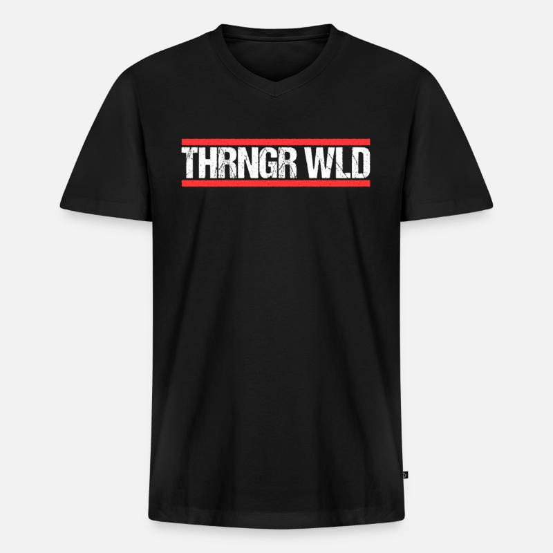 Thüringer Wald - Männer Premium Bio T-Shirt mit V-Ausschnitt - Schwarz