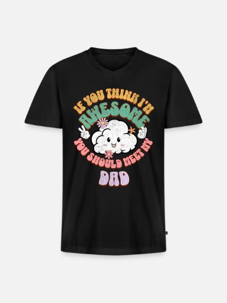 Dad Son Daughter - Men's Premium Organic T-shirt with V-neck - black