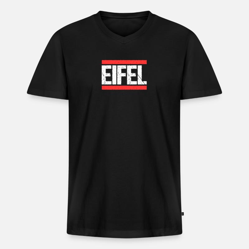 Eifel - Männer Premium Bio T-Shirt mit V-Ausschnitt - Schwarz