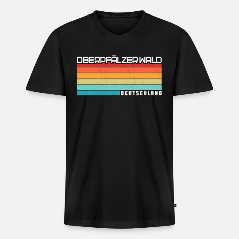 Oberpfälzer Wald - Männer Premium Bio T-Shirt mit V-Ausschnitt - Schwarz