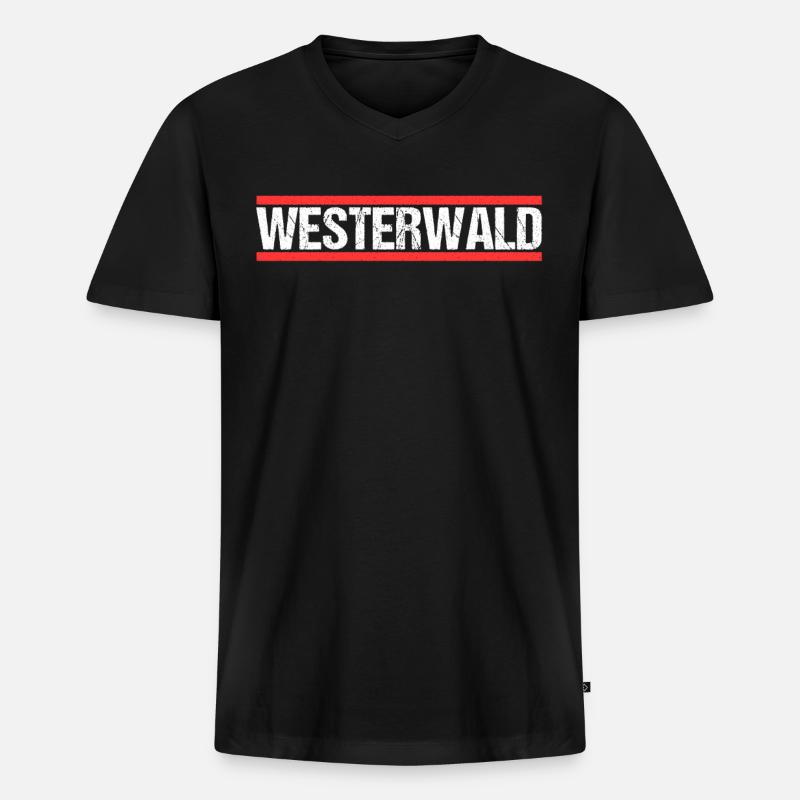Westerwald - Männer Premium Bio T-Shirt mit V-Ausschnitt - Schwarz