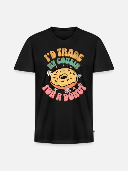 Doughnut - Men's Premium Organic T-shirt with V-neck - black