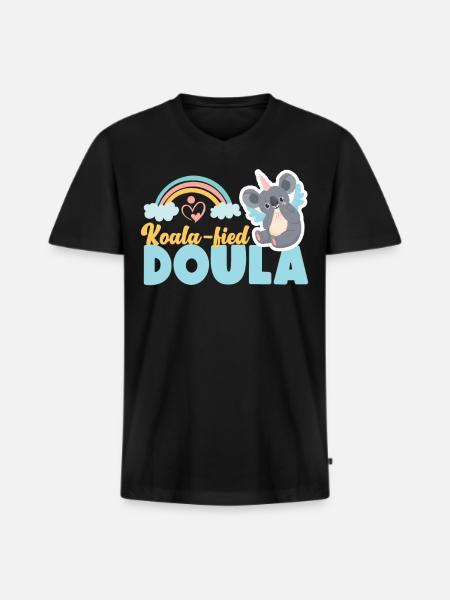 Doula accoucheuse Koala - T-shirt encolure en V Premium bio Homme - noir