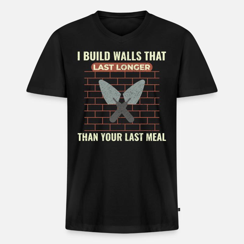 Bricklayer Masonry Construction Job Wall Builder - Men's Premium Organic T-shirt with V-neck - black