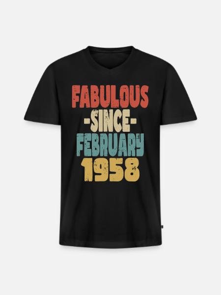 Fabuleux février 1958 - T-shirt encolure en V Premium bio Homme - noir
