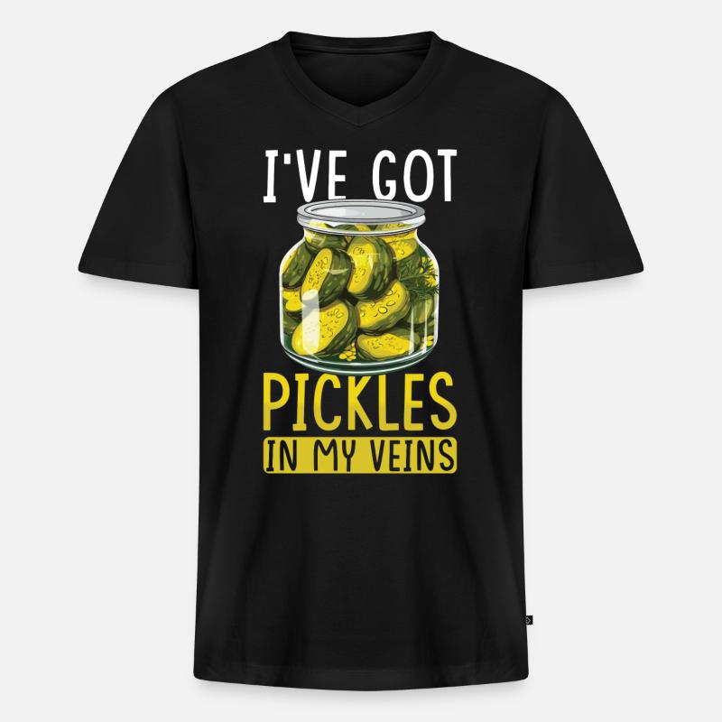 Gurken Liebhaber eingelegte Gurke Geschenk - Männer Premium Bio T-Shirt mit V-Ausschnitt - Schwarz