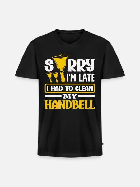 Chormusikinstrument Handglocke - Männer Premium Bio T-Shirt mit V-Ausschnitt - Schwarz