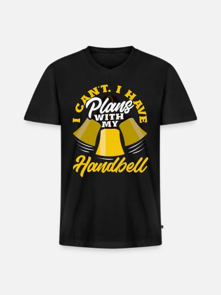 Chormusikinstrument Handglocke - Männer Premium Bio T-Shirt mit V-Ausschnitt - Schwarz