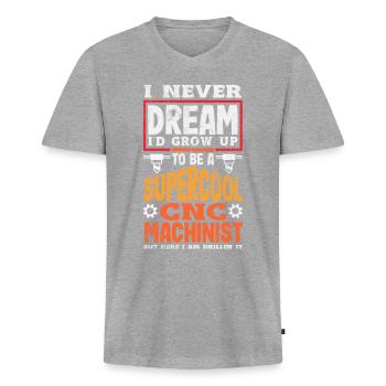 Lustiger Cnc-maschinist - Männer Premium Bio T-Shirt mit V-Ausschnitt - Grau meliert - Vorne