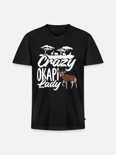 Funny zookeeper okapi lover - Men's Premium Organic T-shirt with V-neck - black