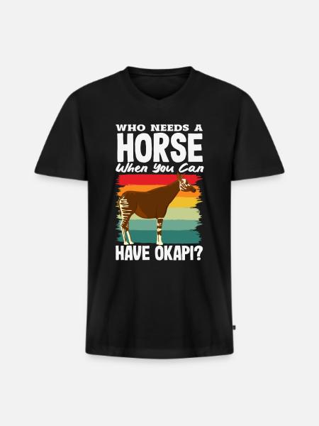 Funny zookeeper okapi lover - Men's Premium Organic T-shirt with V-neck - black