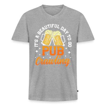 Crawled Pub Crawl Alcohol Drinking - Männer Premium Bio T-Shirt mit V-Ausschnitt - Grau meliert - Vorne