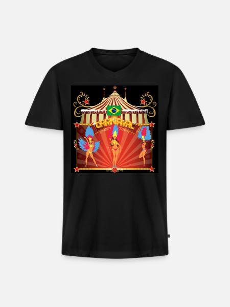 Samba T-shirt - Brasilien - Männer Premium Bio T-Shirt mit V-Ausschnitt - Schwarz