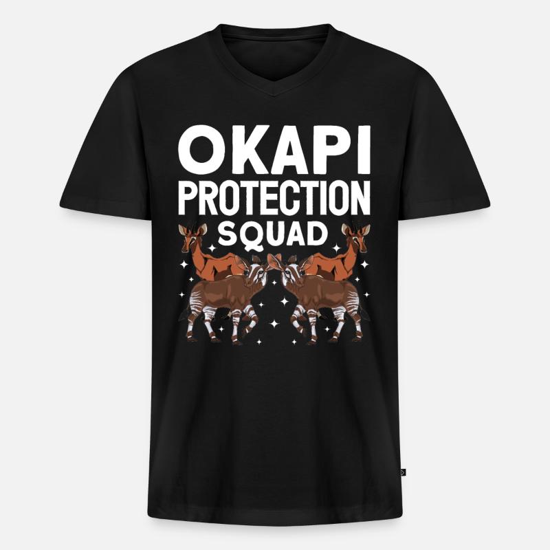 Funny zookeeper okapi lover - Men's Premium Organic T-shirt with V-neck - black