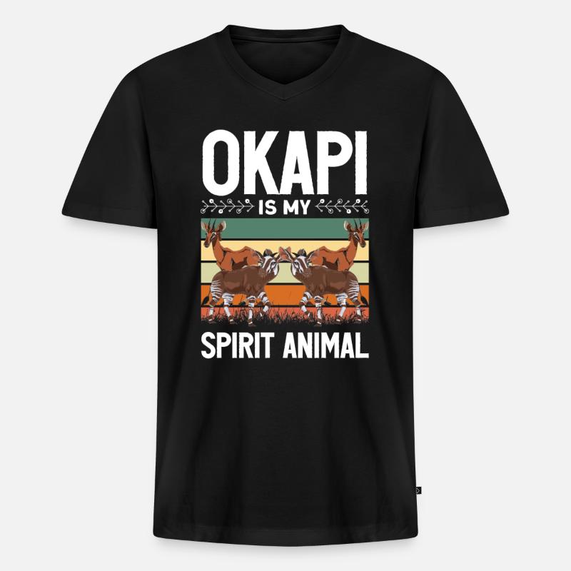Funny zookeeper okapi lover - Men's Premium Organic T-shirt with V-neck - black