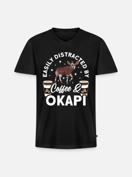 Funny zookeeper okapi lover - Men's Premium Organic T-shirt with V-neck - black