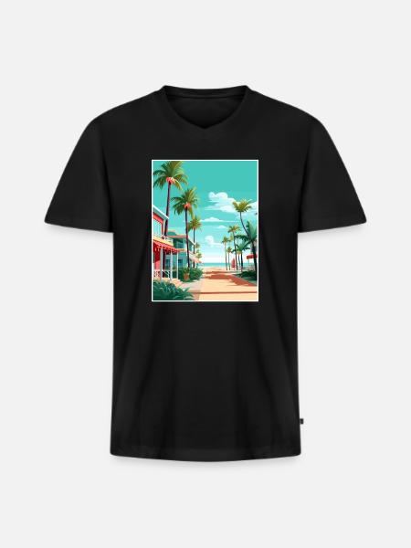 South Beach Texas Vintage Travel Poster Souvenir - Men's Premium Organic T-shirt with V-neck - black